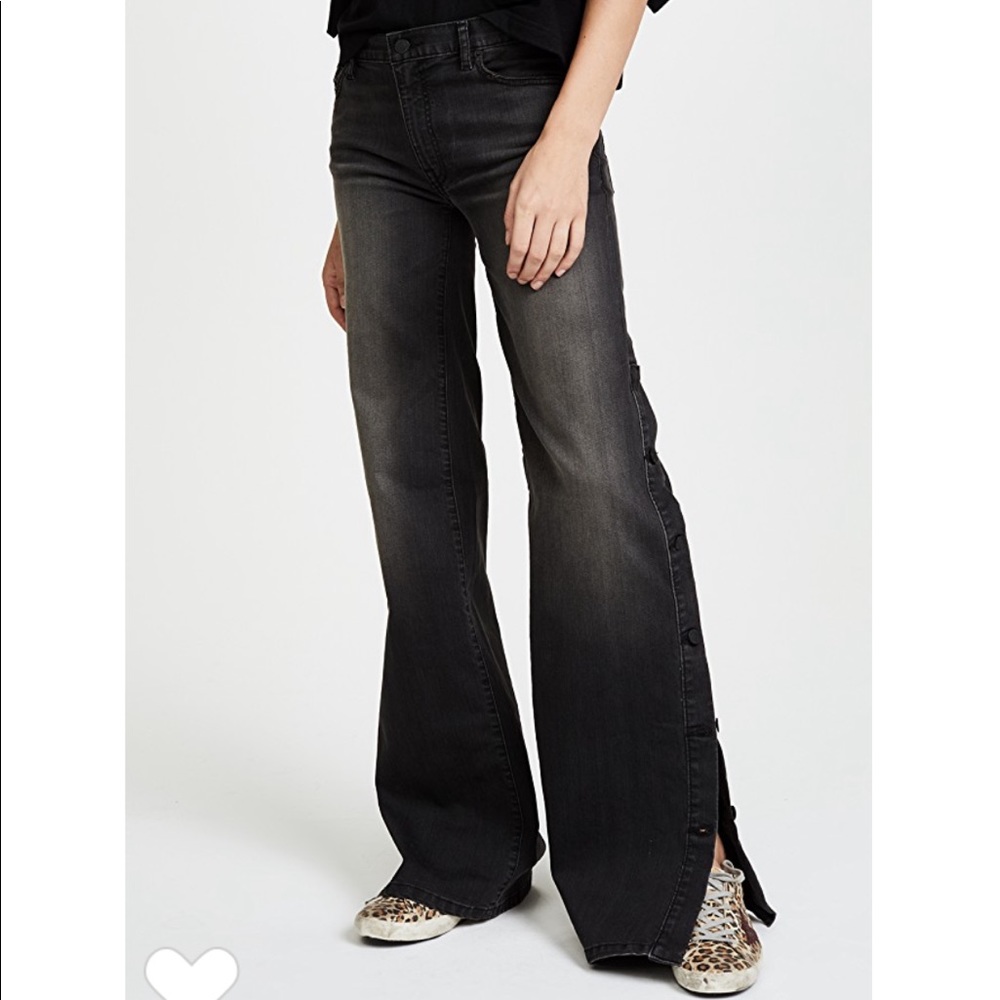 Nili Lotan Smoke Wash Black Ena Wide Leg Jeans 26